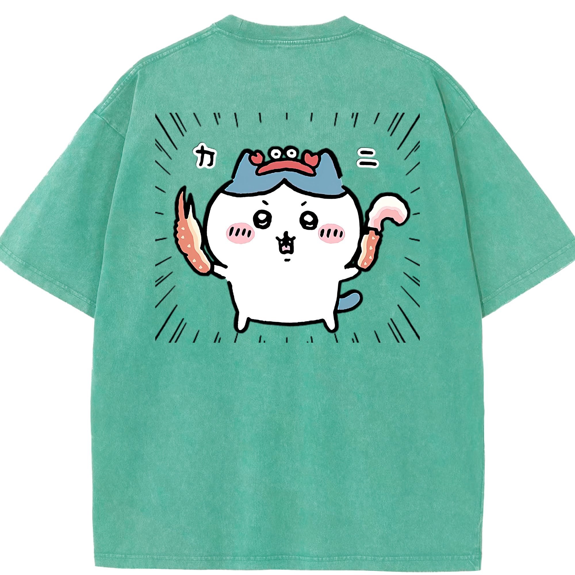 （画像用） ちいかわ ハチワレ Chii-kawa hachiware 綿100% ヴィンテージ風 半袖Tシャツ（背面プリント）